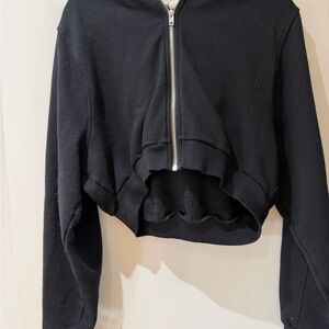 Alo Women's Black Cropped Zip-Front Sweatshirt